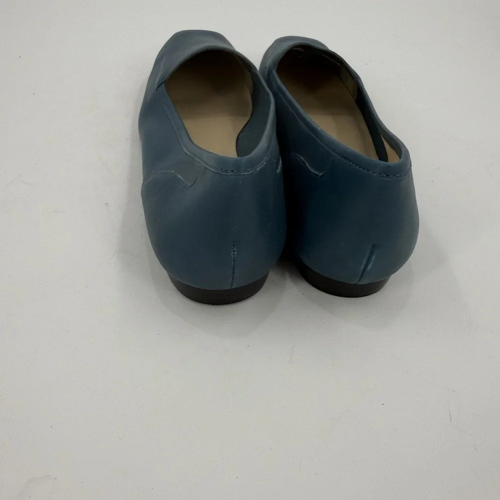 Bandolino Women's 8M Blue Teal Leather Loafers Slip On Flats Square Toe